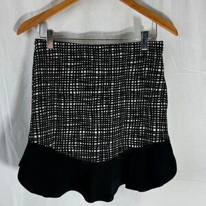 RED Saks Fifth Avenue Abstract Black/White Windowpane Pull On Skirt‎ Sz S